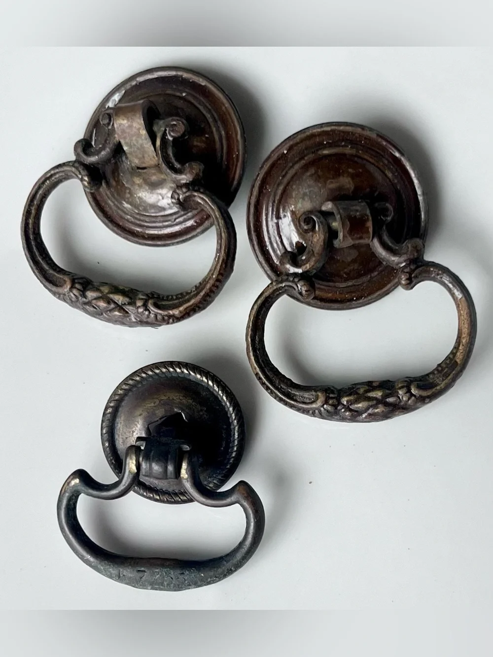 Antique Bronze Drawer Pulls Rustic Brown pull knob Wall Decor Hardware Set of 3